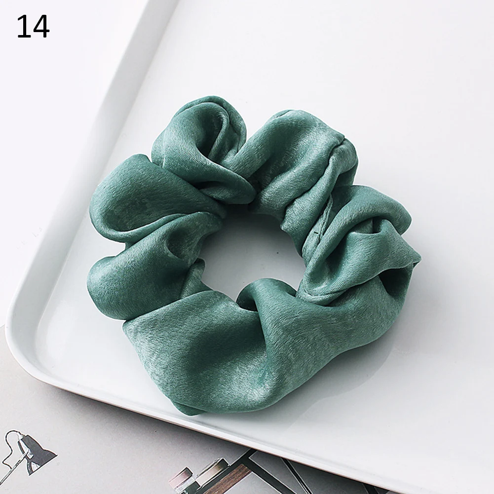 1PC Silky Satin Solid Hair Scrunchies Women Elastic Hair Bands Ponytail Holder Hair Accessories Rope Ties For Girls Headwear