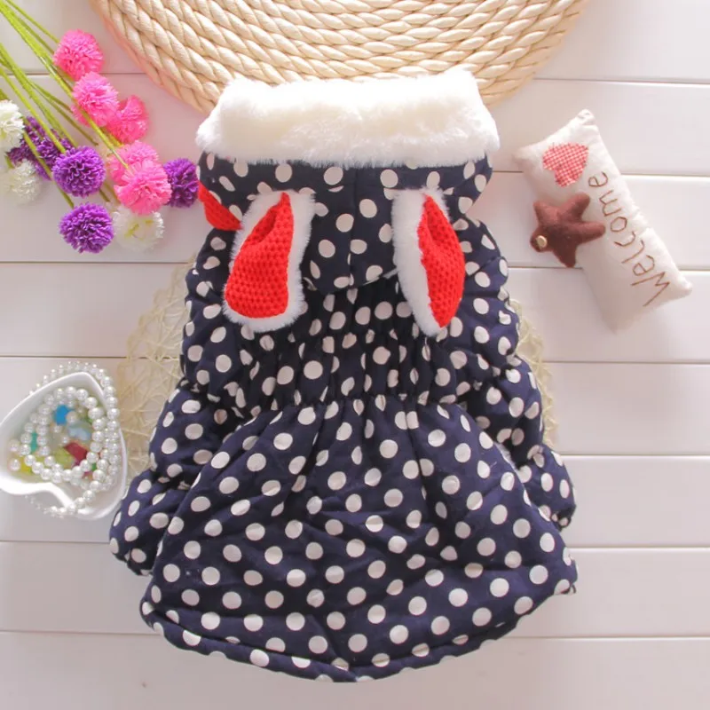 Зима девушка пальто куртка с капюшоном толстыми хлопка мягкой одежды дети точка