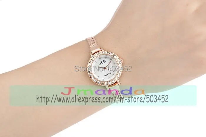 Часы женские кварцевые под розовое золото с браслетом и кристаллами GEDI-H6004 |