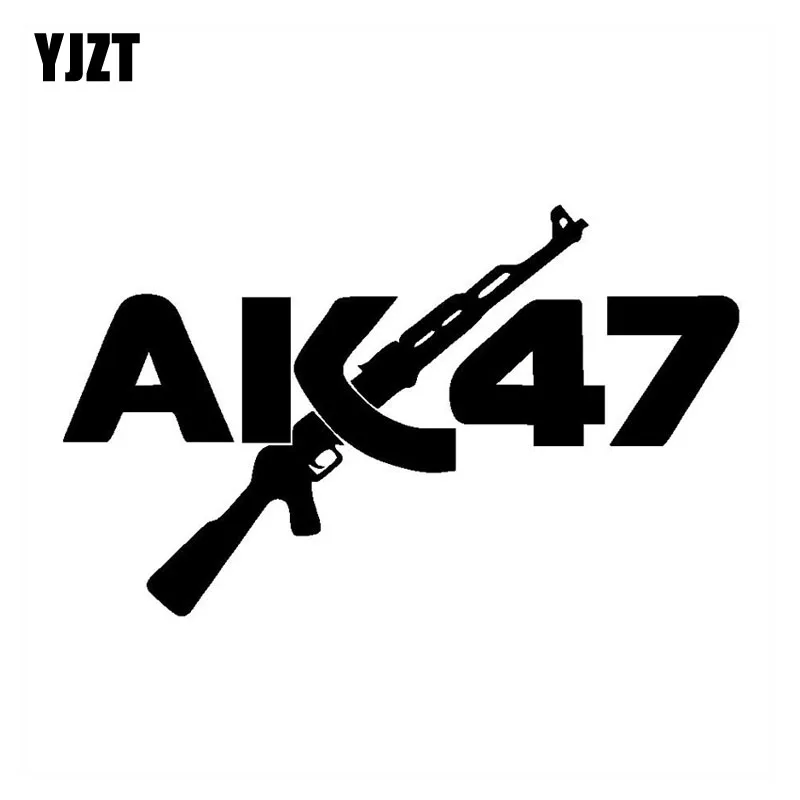 

YJZT 12.2X20CM AK47 Gun Car Sticker Becomes Interesting Rifle Vinyl Decals Black/Silver S8-0002