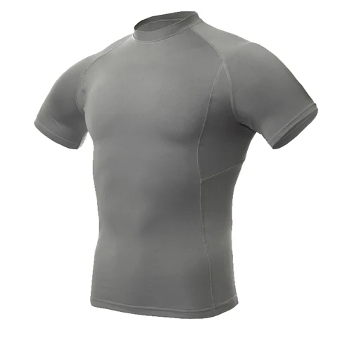 Gray YEL Quick Dry Rashgard Men Compression Tennis Jersey Tight Fitness Tank Gym Training Running Short T-Shirt Men's Sportswear - Цвет: Gray