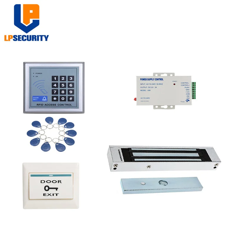

LPSECURITY Full RFID Door Access Control System Kit Electric Magnetic Lock + Access Power Supply + Proximity Door Entry keypad