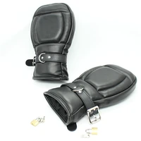 fetish sex bondage padded fist mittsleather locking mittensslave hand wrist cuffsex toys for couple sex products