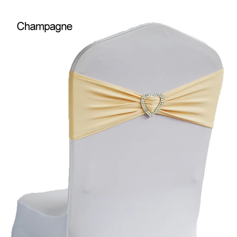 Champagn 50 шт спандекс лайкра чехол для свадебного стула широкие пояса-кушаки Свадебная вечеринка стул именинника Декор ярко-синий красный черный белый розовый фиолетовый - Цвет: Champagn