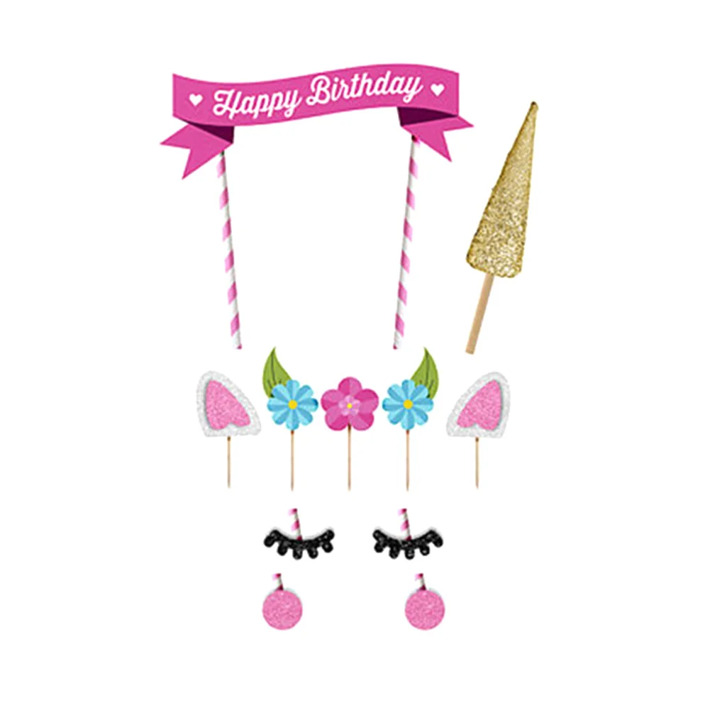 1 Набор золотистых и розовых единорогов ручной работы украшения для выпечки