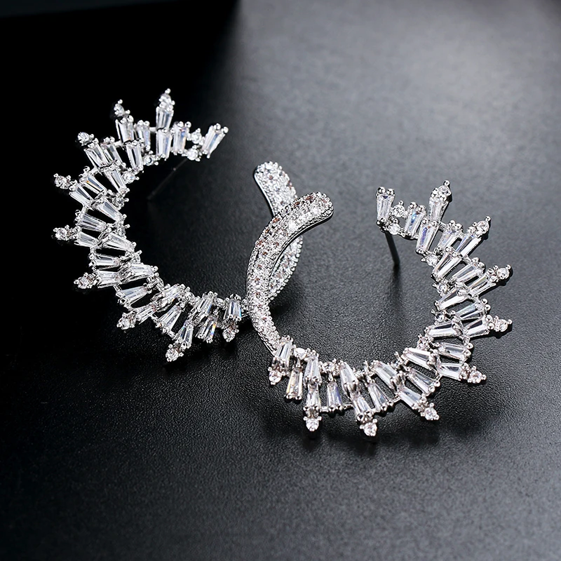 Дизайнерские серьги в виде оливковой ветки роскошные циркониевые