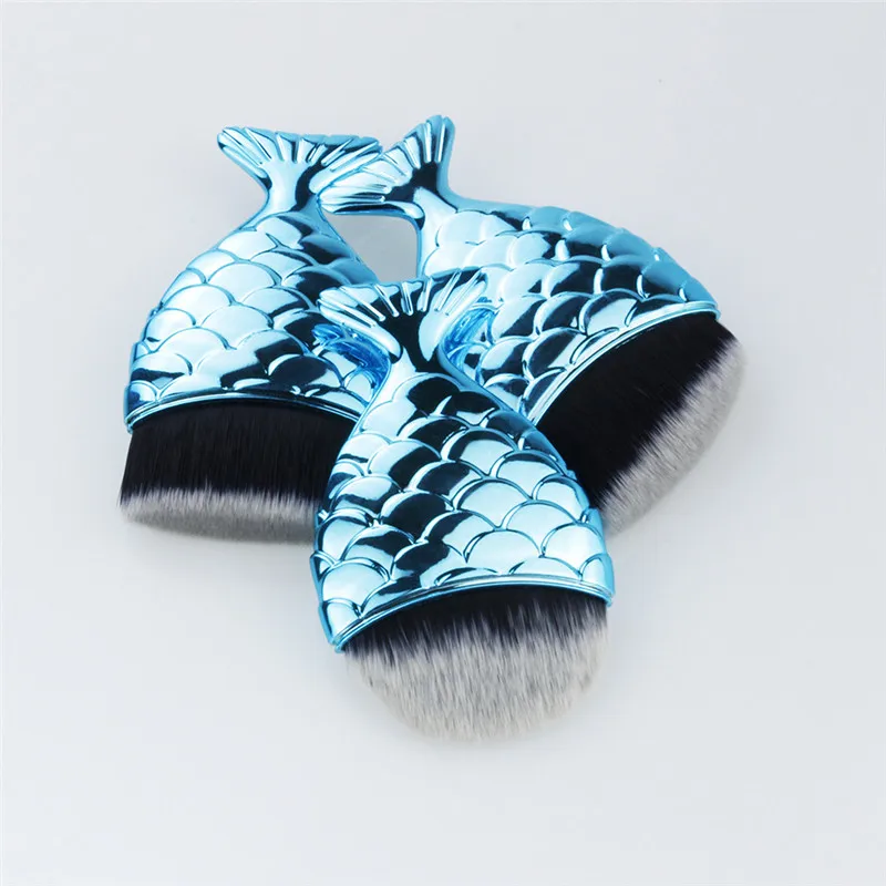 3pcs Fish Tail Diamond Mermaid Makeup Brushes Set Foundation Powder Blush Contour Face Brush Cosmetic Tool With Brush Cover 20