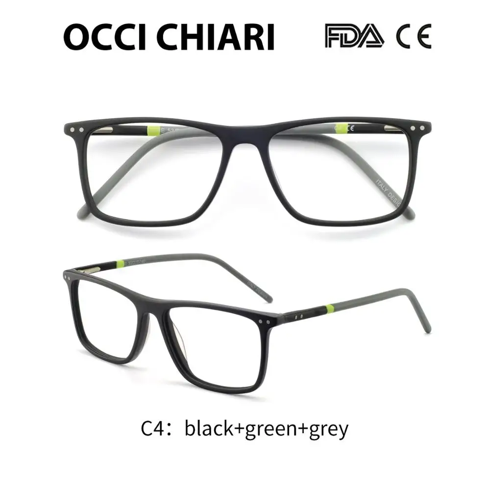C4 Оправа OCCI CHIARI, оправа для очков, мужские оправы по рецепту, ацетат, мужские Модные оправа для очков, оптические очки, черные W-COSCO - Цвет оправы: C4