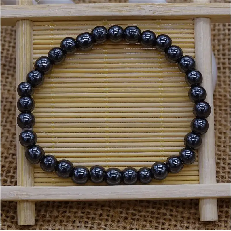 Weight Loss Magnetic Hematite Round Beads Stretch Bracelet Health Care Therapy 6mm Anti-Fatigue Slimming B3032 | Украшения и