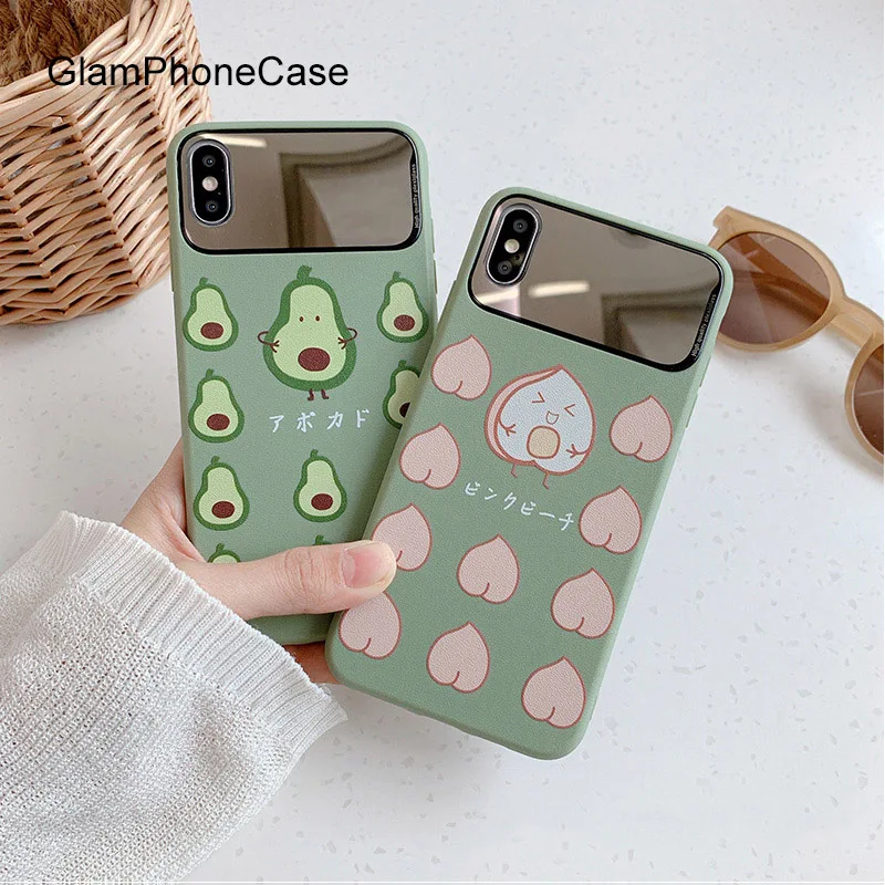 GlamPhoneCase зеркальный чехол для телефона авокадо персик iPhone X XS Max XR Мягкий