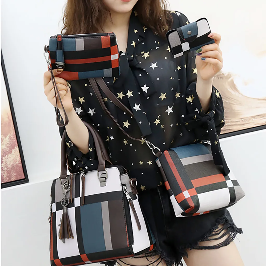 New 4pcs/Set Women Composite Bags High Quality Ladies Handbags Female PU Leather Shoulder Messenger Bags Tote Bag Bolsa#YJP