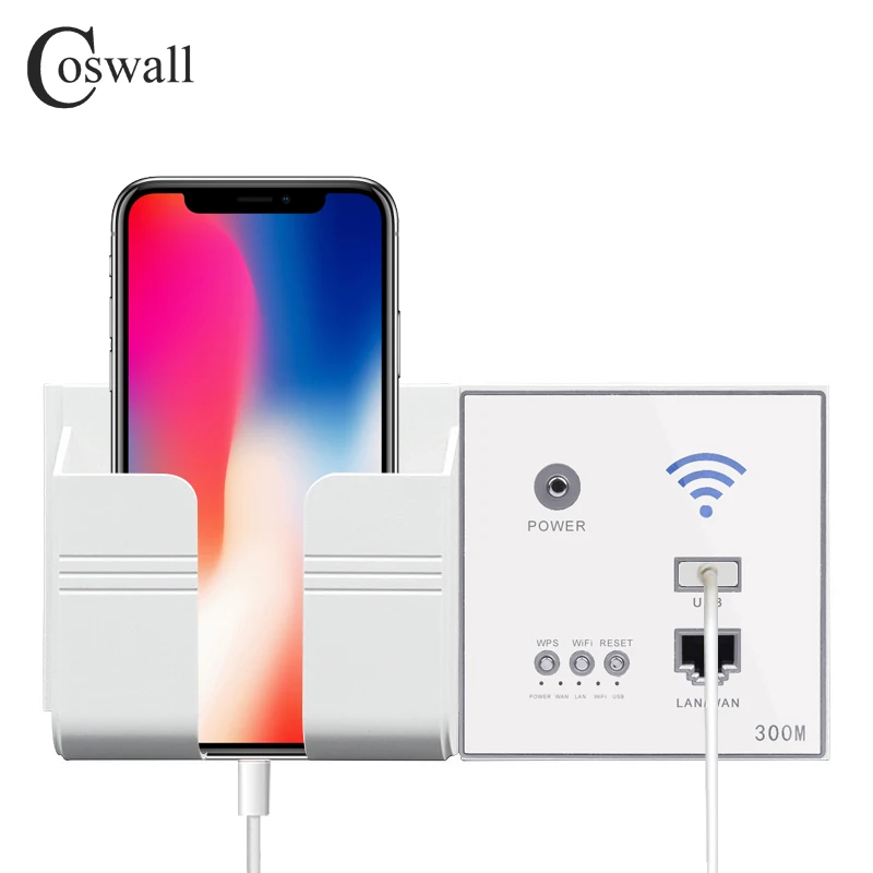 COSWALL 300 м настенный встроенный беспроводной AP роутер USB порт для зарядки 1500ма