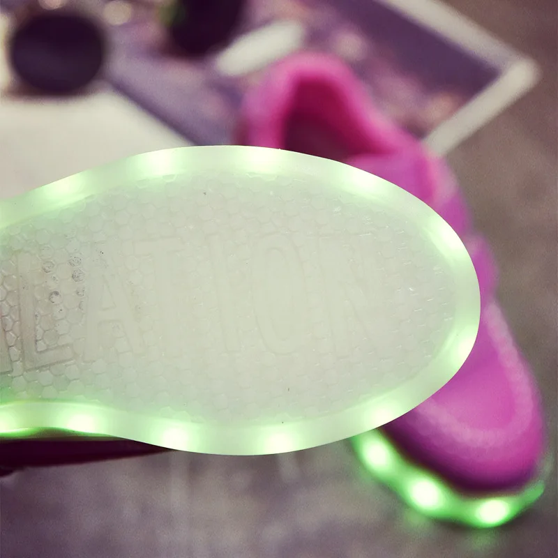 RayZing Colorful white Light Shoes Women And family Hook&Loop Flats Hand sewing Glaring Led glowing woman shoes usb charge shoes