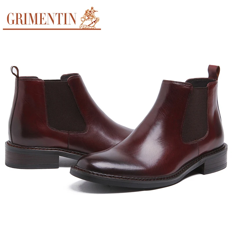 GRIMENTIN/брендовые итальянские мужские ботильоны из натуральной кожи ручной работы