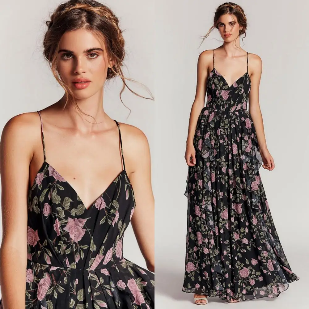 Длинное шифоновое платье 2019 летний бохо-стиль Цветочный принт длинное пляжное