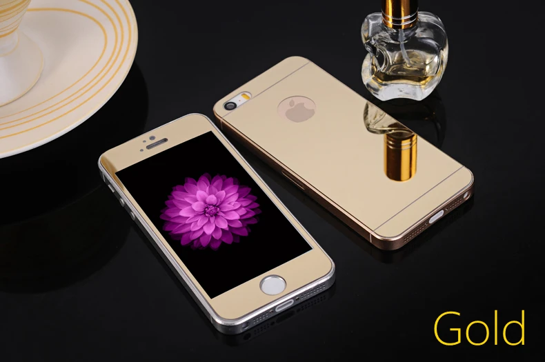 Золотое твердое 9H защитное зеркальное стекло для iphone 5 5S SE 6 6s Plus Гальваническое закаленное переднее+ заднее Защитное стекло для экрана