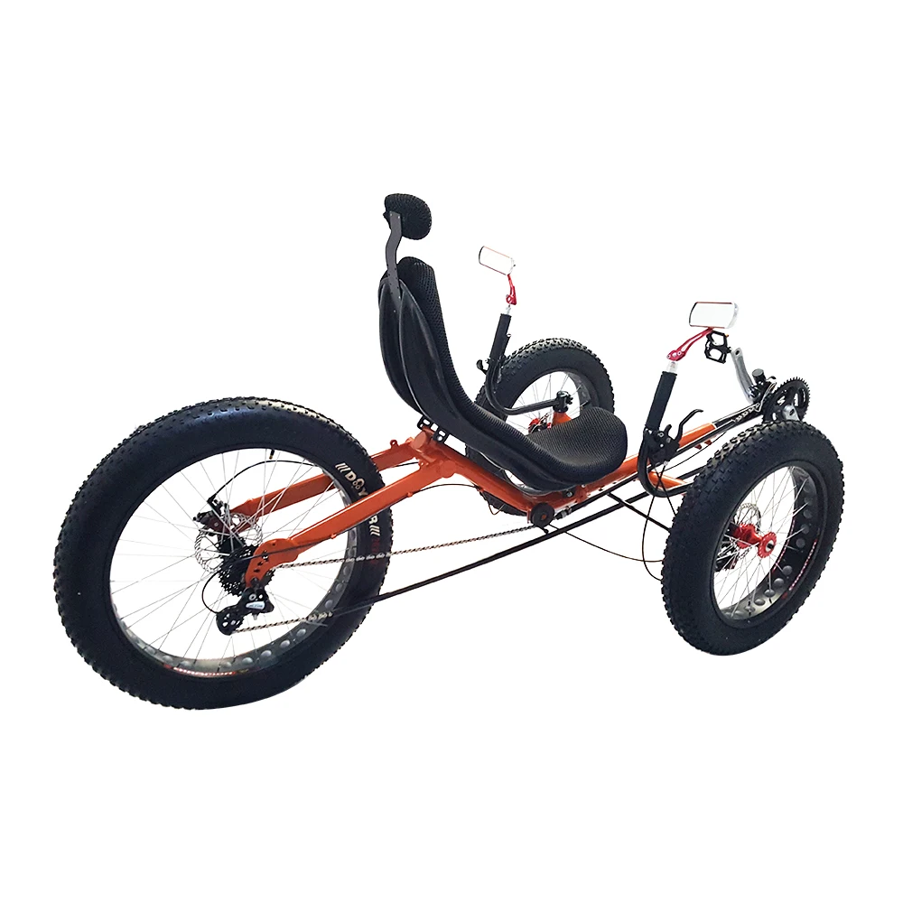 3 колеса горного спорта складная Полножирной шины лежачие trike для взрослых|recumbent