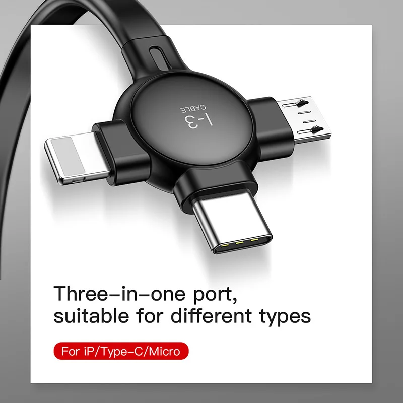 Baseus 3 в 1 Регулируемый USB кабель для iPhone Xs Max Xr X Быстрая зарядка Micro USB кабель для samsung One Plus 6t 6 5 type C кабель