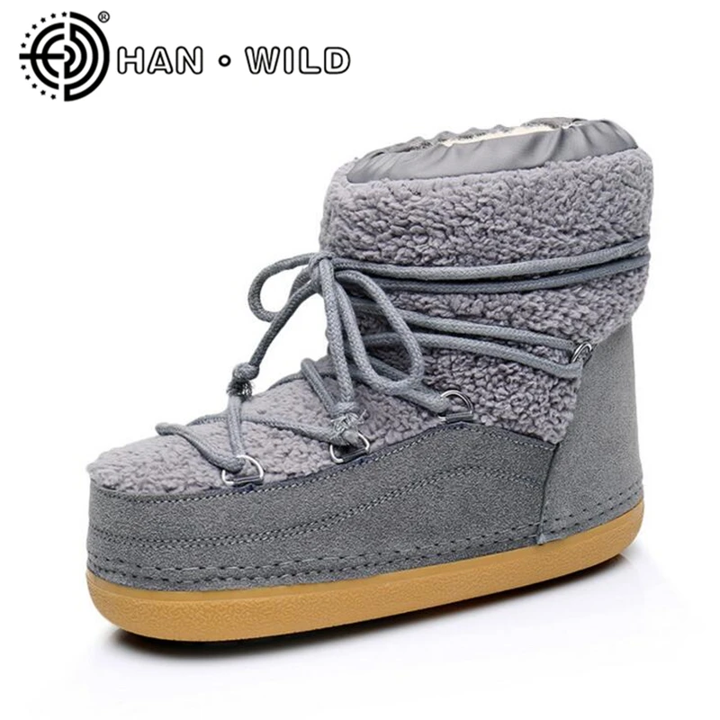 Мода 2019 Для женщин пространства сапоги на натуральном меху теплые зимние ботинки