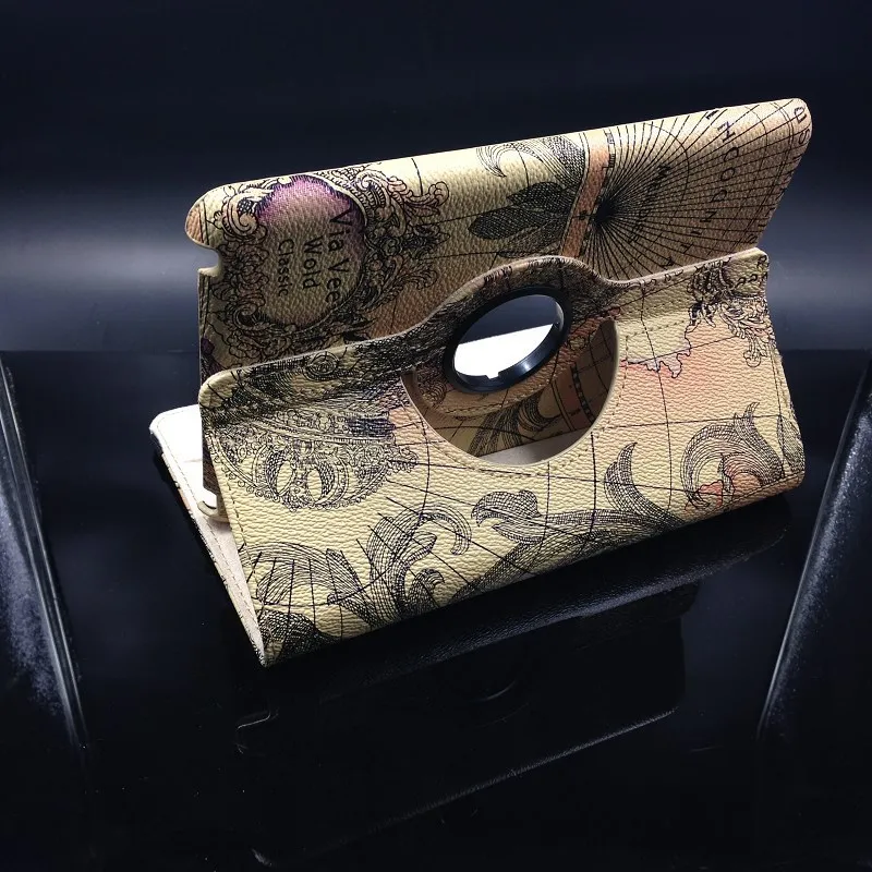 Чехол-накладка из ПУ кожи с поворотом на 360 градусов и картой мира в стиле ретро