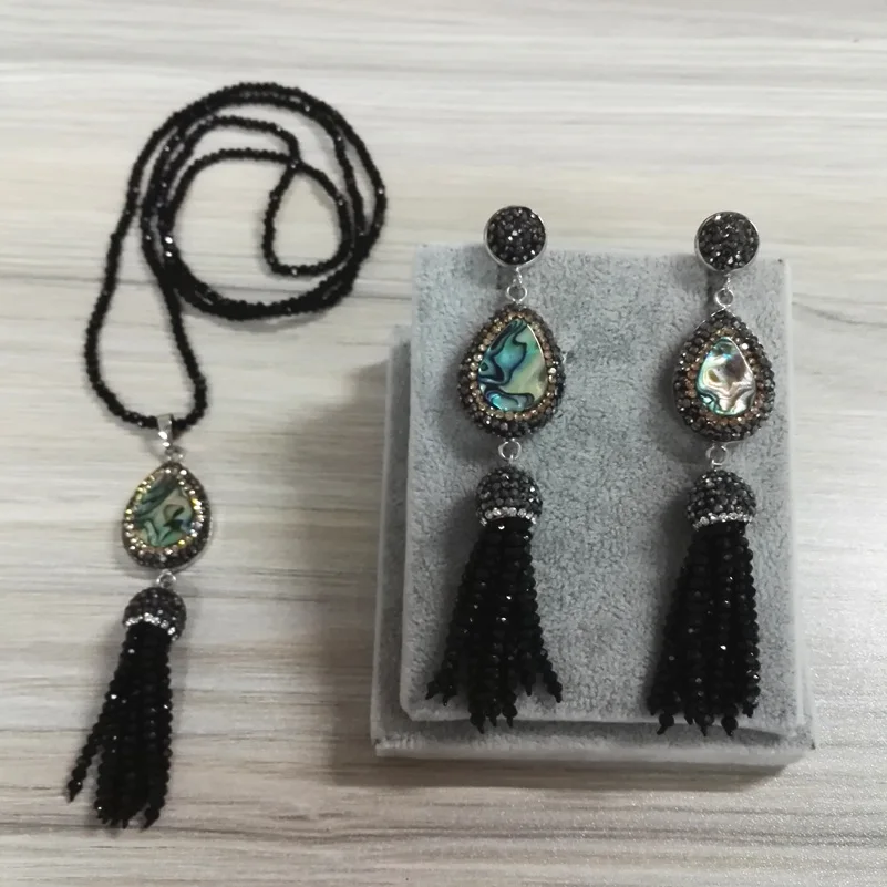 Серьги подвески в стиле бохо с голубыми ракушками и кисточками|jewelry sets for women|jewelry