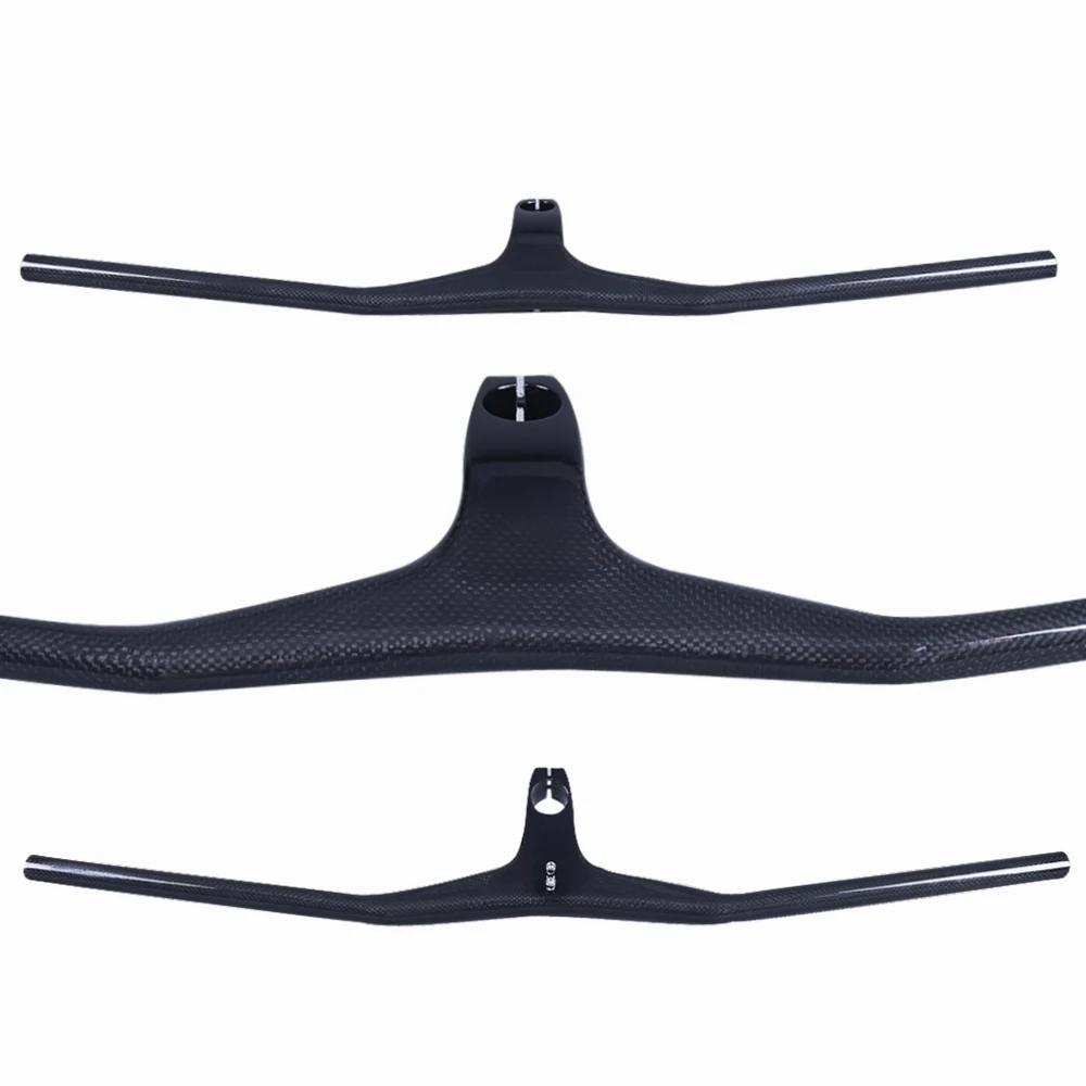 

NO LOGO Black 3K Glossy Carbon MTB Carbon Bicycle Riser -17 Degree One-shaped Integrated Handlebar With Stem 600-800MM