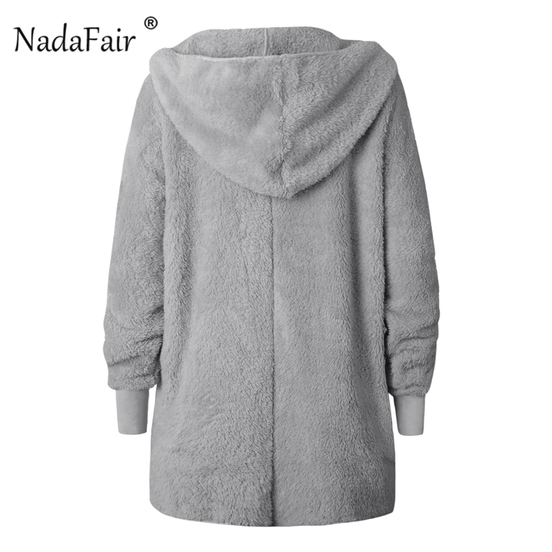 Nadafair пушистое пальто с капюшоном, с длинным рукавом, из овечьей шерсти, пальто из искусственного меха для женщин, осенне-зимний Кардиган, плюшевый мех, пушистая куртка для женщин