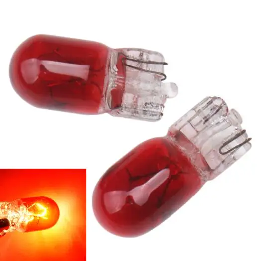 Red 100pcs Car T10 Xenon W5W 194 158 Wedge 4300K 12V 5W Halogen Bulb Signal Interior Lights Reading Light Plate Lamp light source - Emitting Color: Red