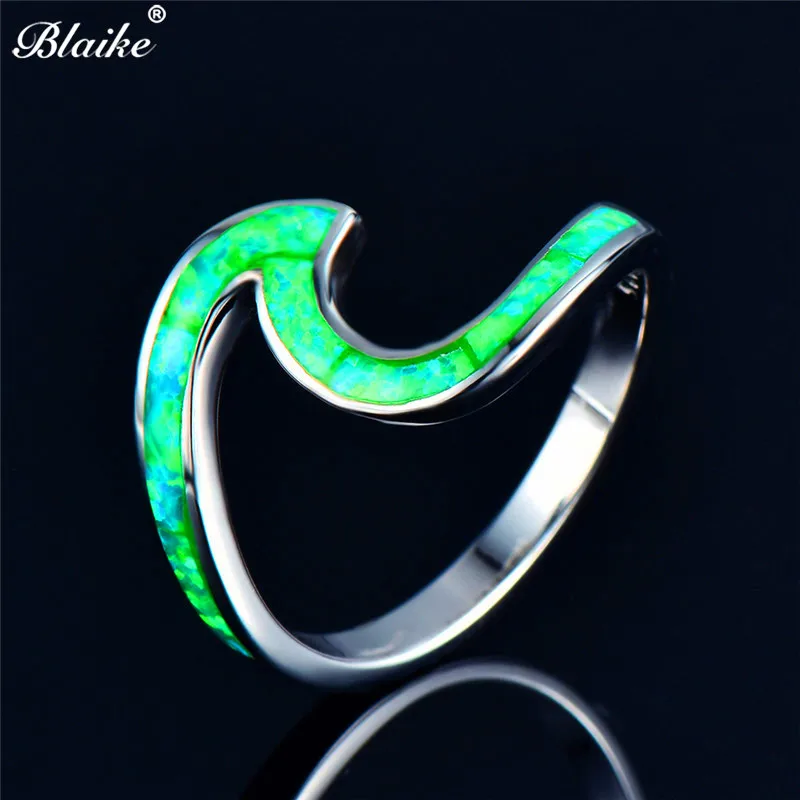 Blaike 925 пробы серебряные кольца для женщин простой синий/зеленый/оранжевый огненный опал кольцо ювелирные изделия Свадебные подарки подруге
