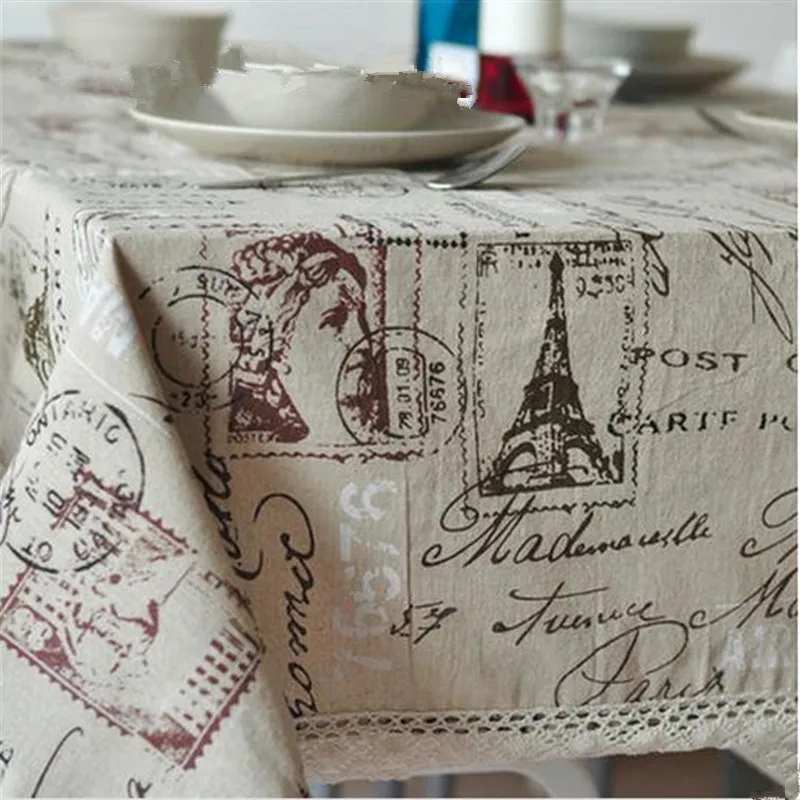 Скатерть из хлопка и льна с принтом в Европейском стиле кружевная ткань для стола