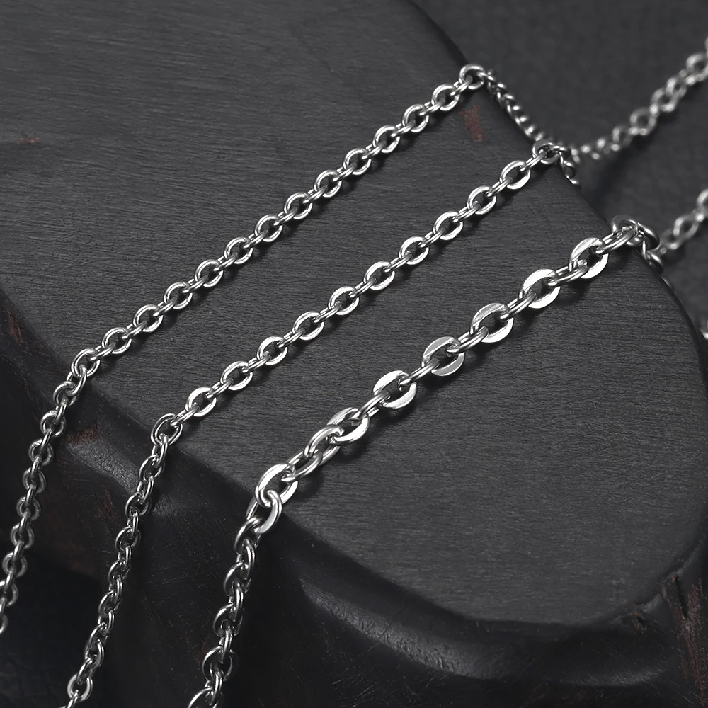 

Stainless Steel Finished Chains Necklace Flat Curb Chain with Lobster Clasp Jewelry Necklaces Men's Accessories 2-3mm