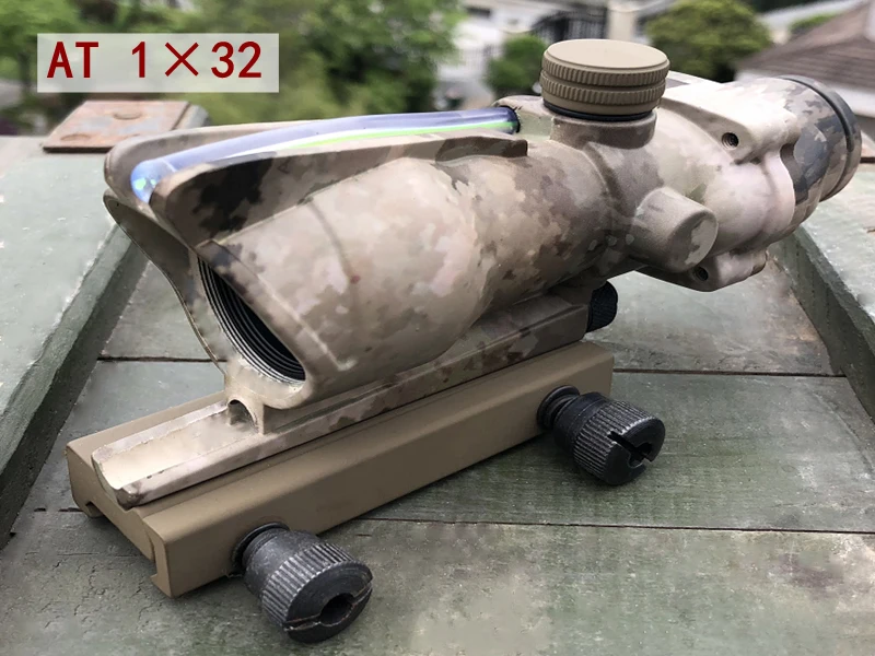 Охотничий прицел Trijicon ACOG 1X32 оптика из настоящего Волокна Красная точка с подсветкой шеврон стекло травление сетка тактический оптический прицел