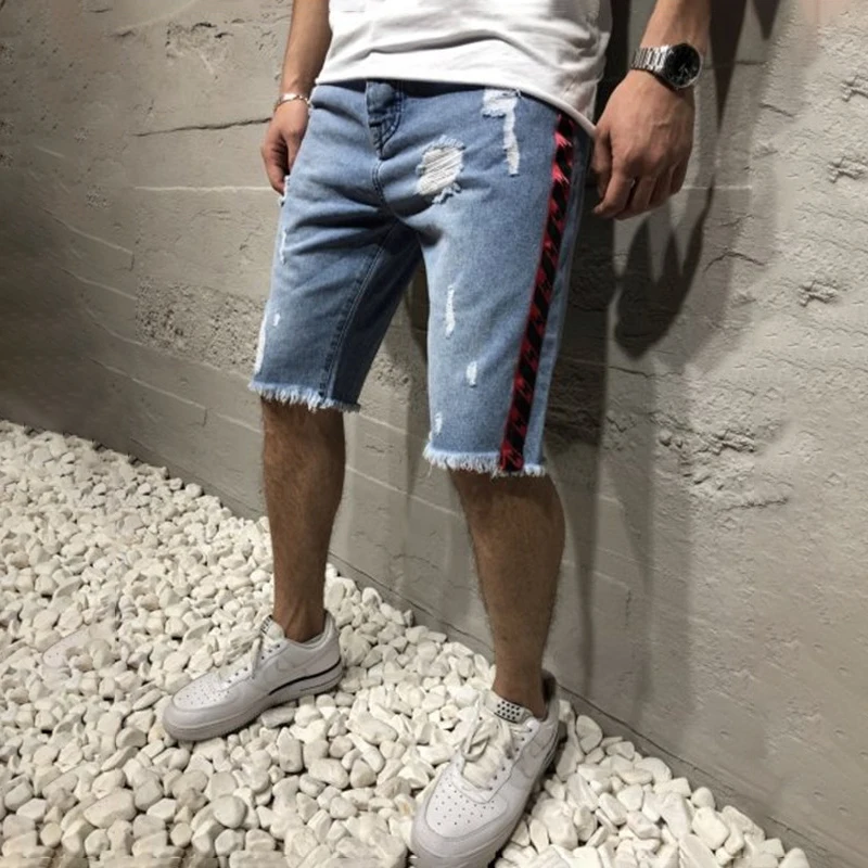 

2019 New Men's Denim Shorts Hole Paint Personality Denim Pants Fashion Skinny Simple Cotton Comfortable Male Jeans C1344