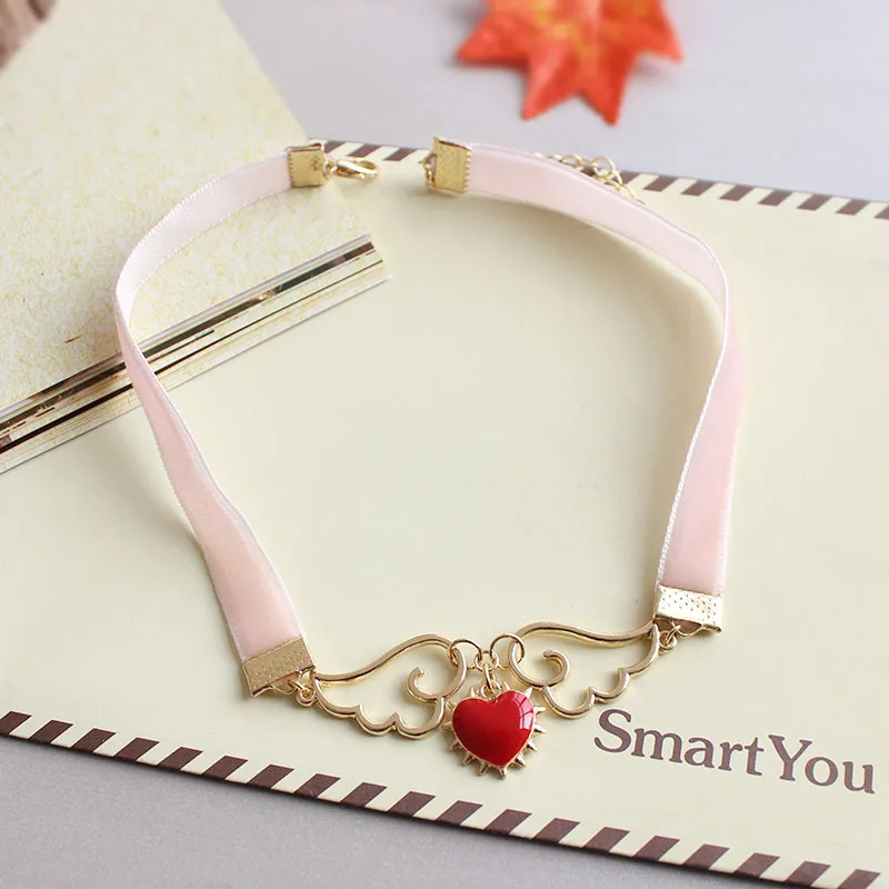 Цепочка с подвеской в виде крыла ангела звезды сердца сакуры|Колье| |