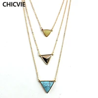 chicvie vintage jewelry triangle statement necklaces pendants women gold color long necklaces sne160054105