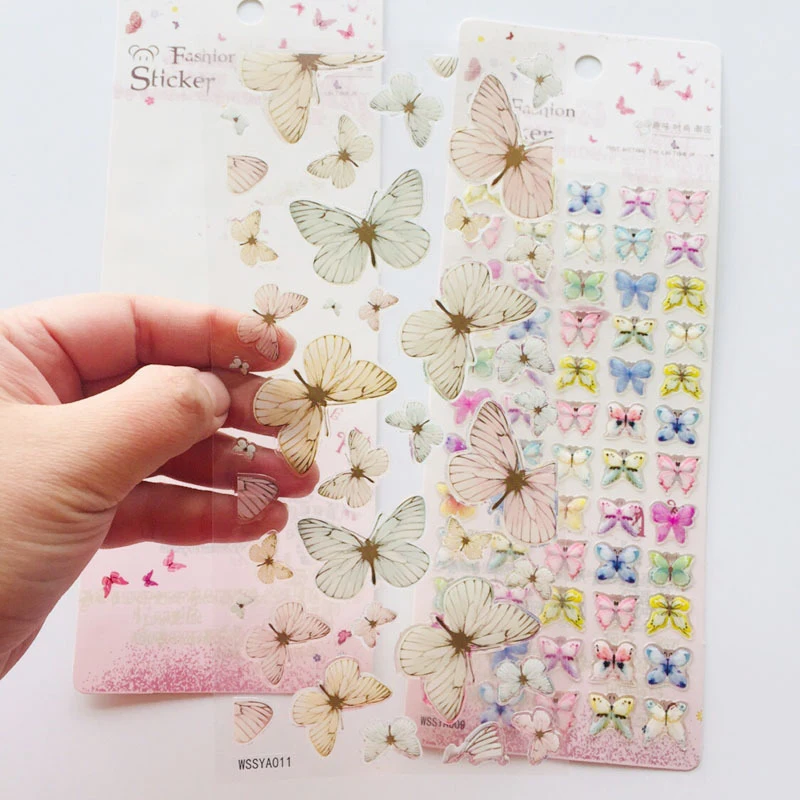 2 листа Радуга мультфильм бабочка девушка дневник наклейки DIY Kawaii Скрапбукинг