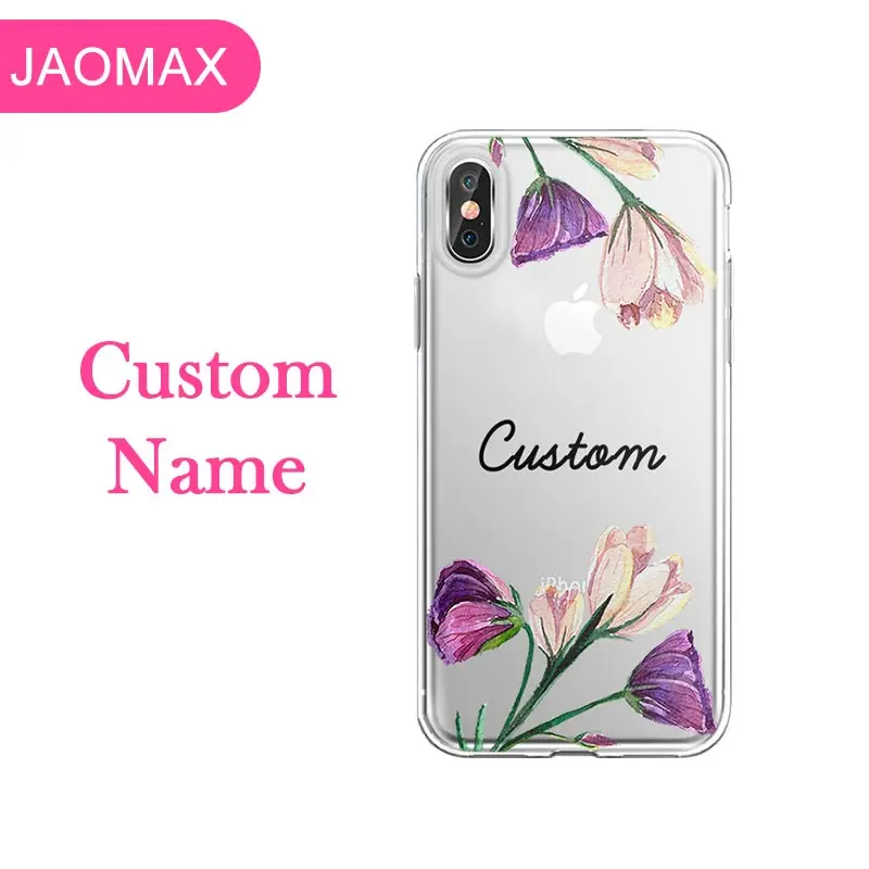 Jaomax персонализированный пользовательское имя мира чехол "карта" для iPhone 11 7Plus Xs Max SE 5S X 8 6s Xr прозрачный силиконовый чехол с цветами и сердцем - Цвет: Nameflower4