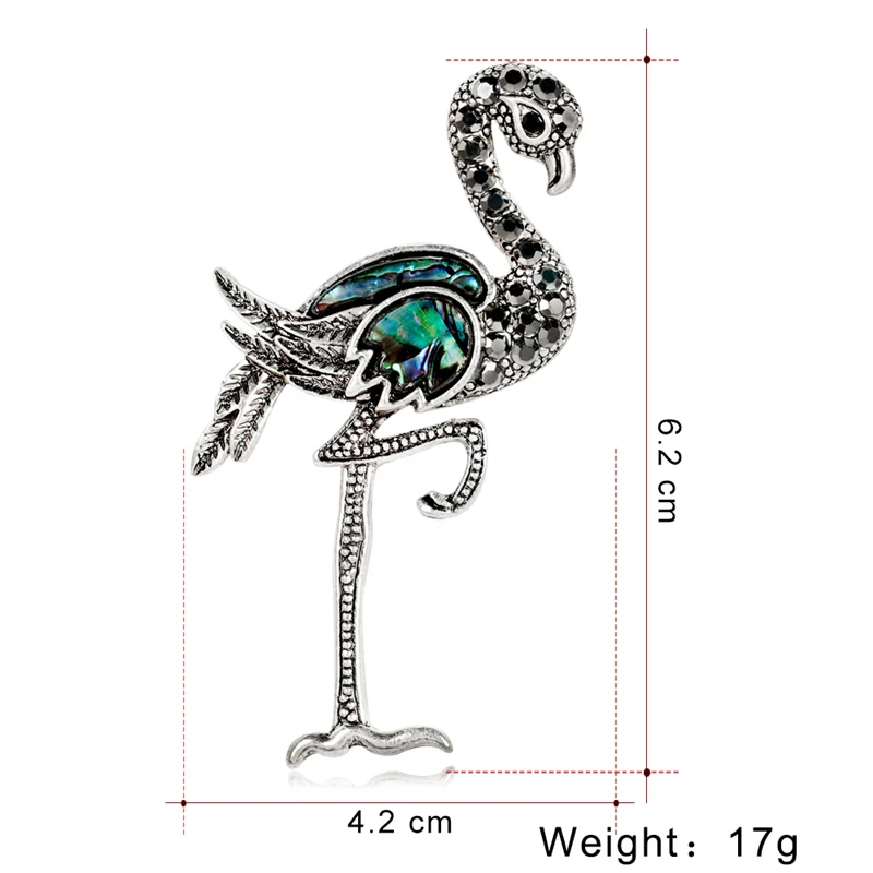 Яркая красная брошь с дизайном журавль старинная серебряная в виде животного