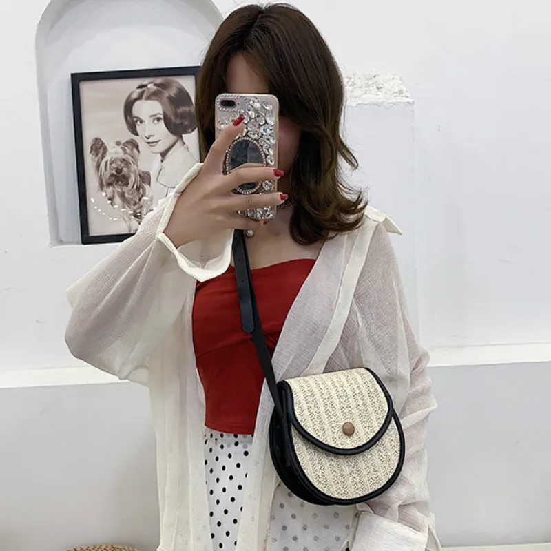 Тканая пляжная круглая сумка в богемном стиле новая модная соломенная для отдыха