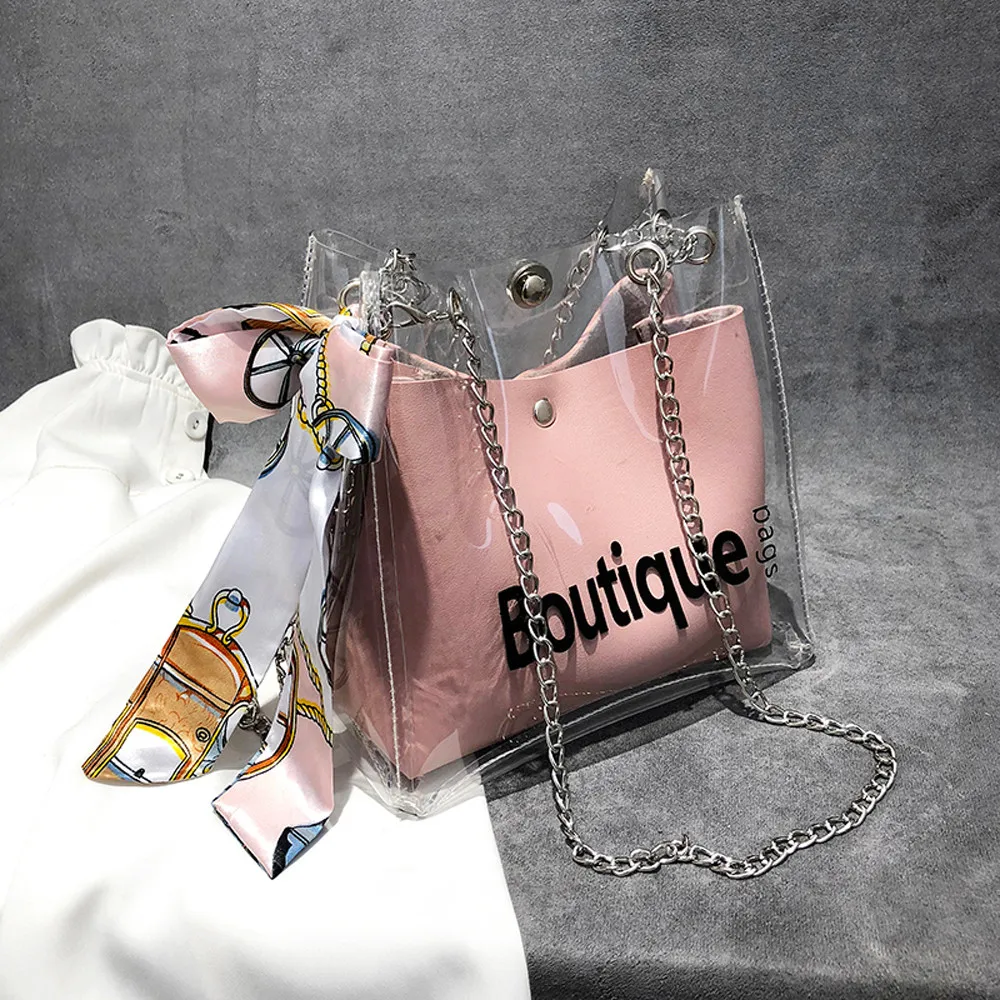 Прозрачная Милая композитная сумка на шнурке для девочек 2019 женские сумки
