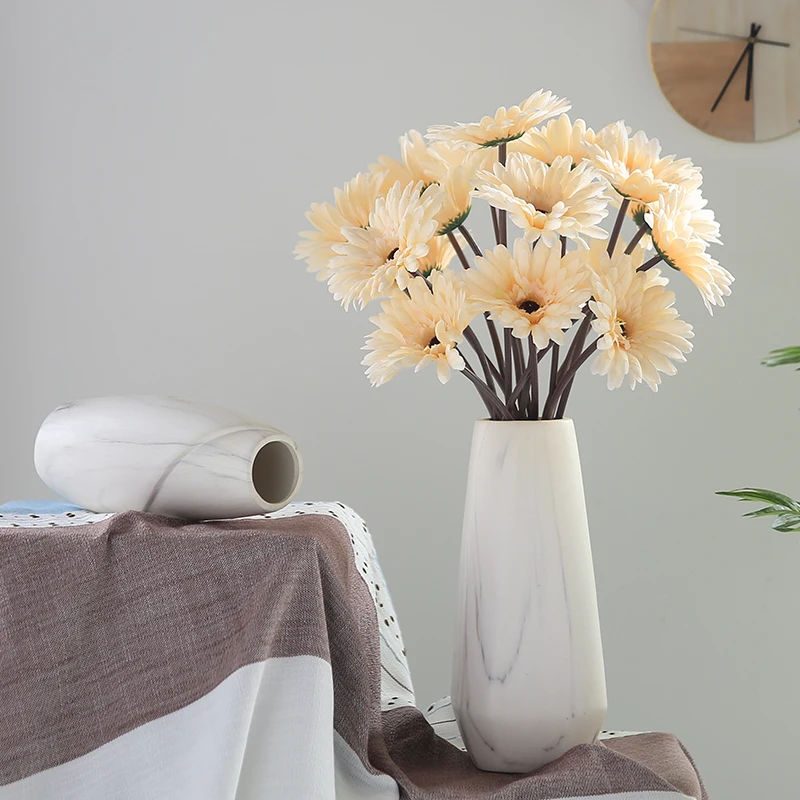yumai 10 pcs/set Retro Gerbera Silk Artificial Flower Bundle Daisy Chrysanthemum Long Stem Flowers Bouquet for Fall Home Decor | Дом и сад