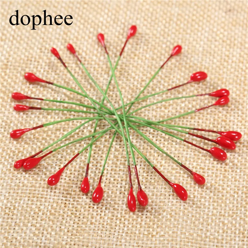 Dophee 100 шт красные тычинки для цветов DIY жемчужные цветы stamen pistil 4 мм цветочные тычинки для украшения свадебной коробки