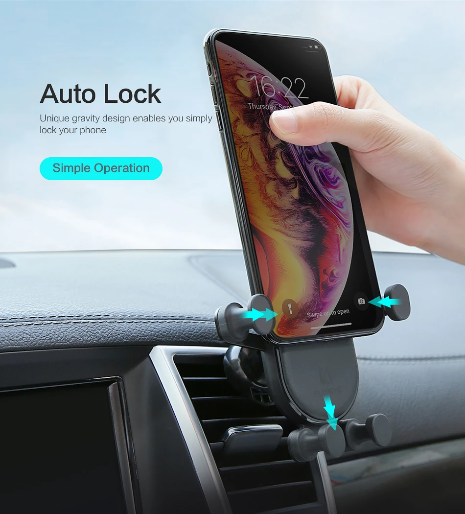 Автомобильный держатель для телефона FLOVEME для iPhone X XS Max Gravity Air Vent Автомобильный держатель для samsung S9 S8 подставка держатель для телефона в автомобиле