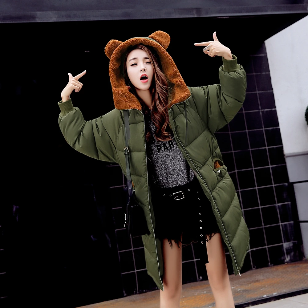 2017 Новая зимняя Женская мода тонкий овечьей шерсти Хлопчатобумажная Куртка