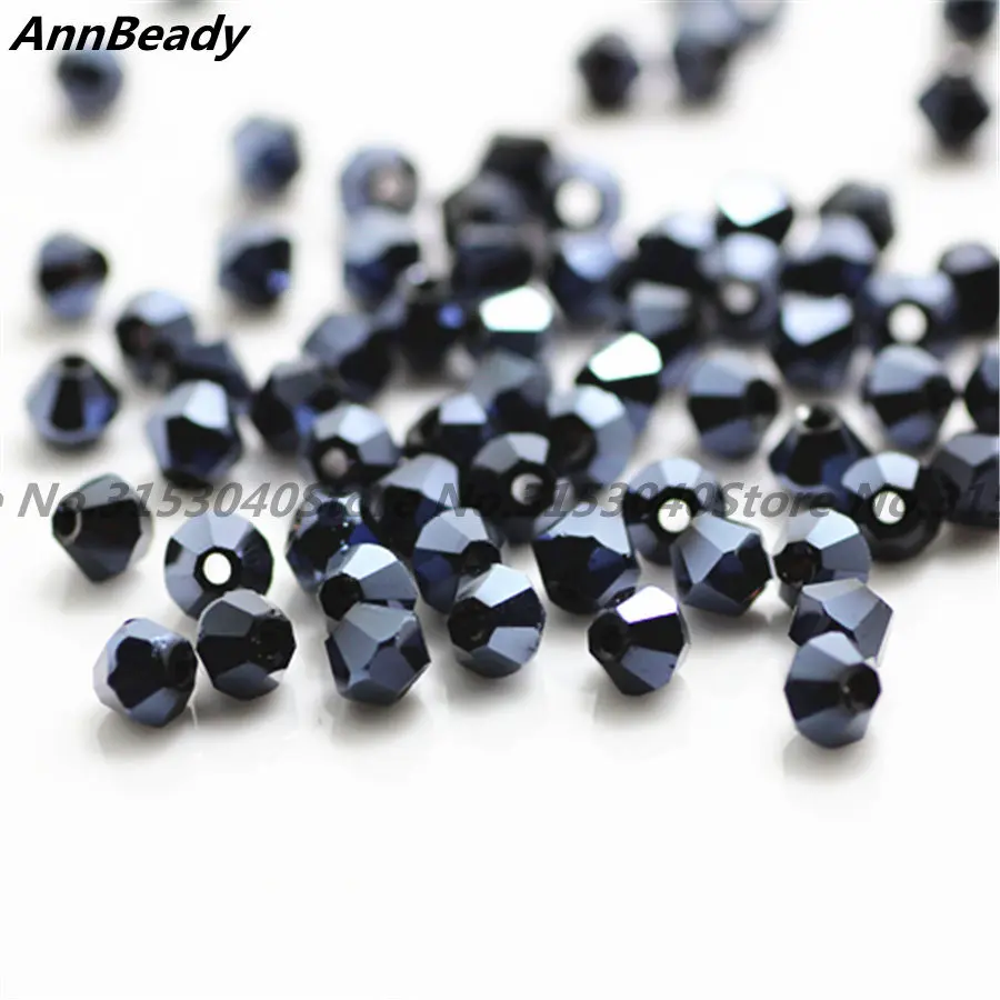 Ink Blue 100 шт цельные белые бусины AB цвета 4 мм стеклянные бусины для рукоделия для изготовления ювелирных изделий из австрийского хрусталя - Цвет: Ink Blue