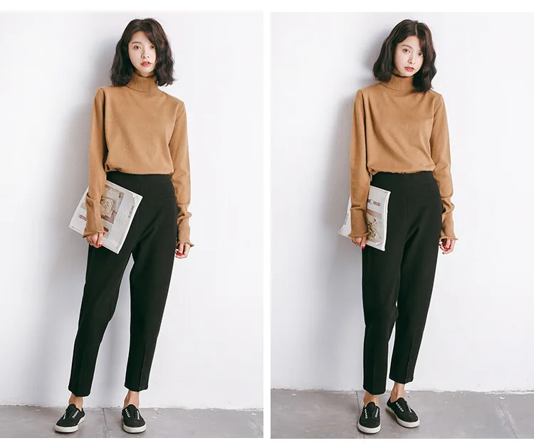 Повседневные длинные брюки Pantalon Femme корейская весенне-осенняя одежда свободные винтажные Талия на резинке Женские шаровары QH217