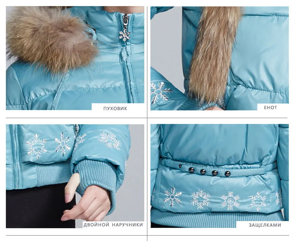 Snow Classic Зимняя Новая Коллекция пуховик зимний женский Молодежная парка с наполнителем из утиного пуха с капюшоном меха енота Куртка выского качества 9363