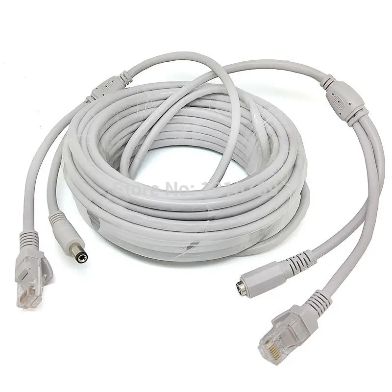 15 м/49 футов CCTV сетевой кабель RJ45 + DC мощность CAT5/CAT-5e Расширение Ethernet для NVR системы