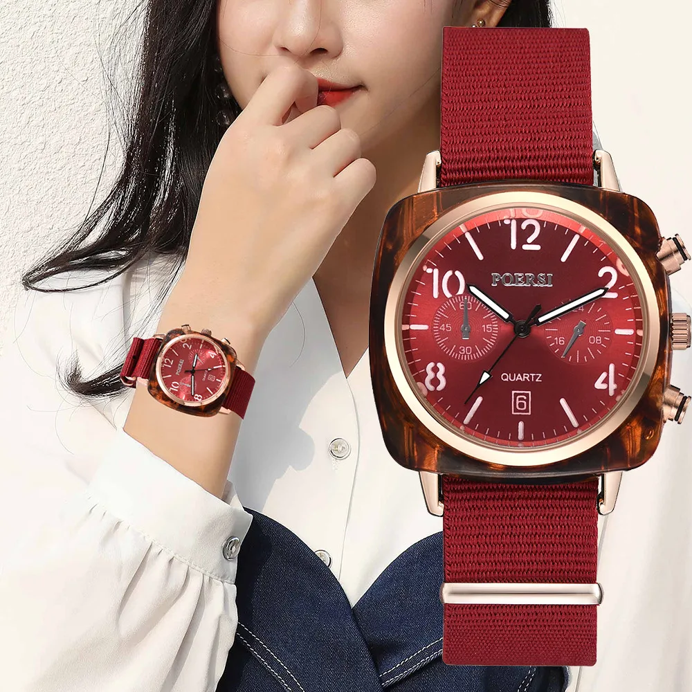 Женские часы с роскошным циферблатом тканевый ремешок для часов аналоговые