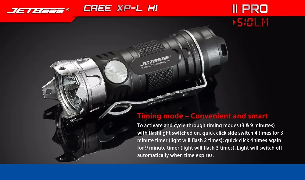Мини-фонарик JETBeam II PRO II-PRO, CREE XP-L, HI светодиодный, 510 люмен, портативный фонарик маленького размера, используется батарея 1*16340